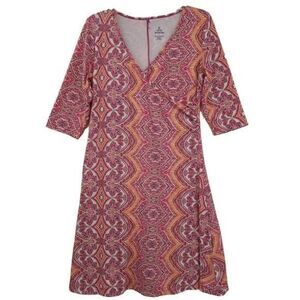prAna Nadia Veeda Pink Orange Faux Wrap Dress Size Large
